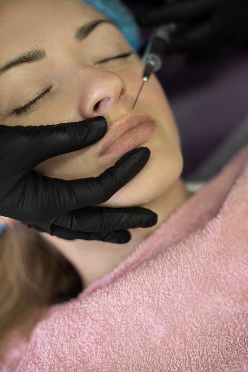 woman having botox injected